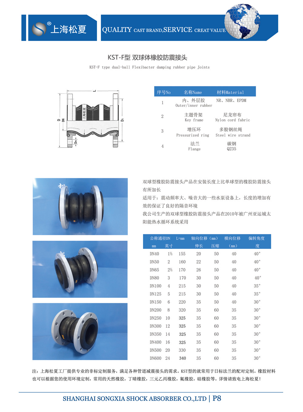 KST雙球耐油橡膠防震接頭規格